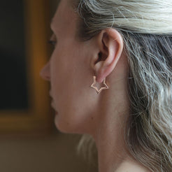 rose gold star hoop charity earrings