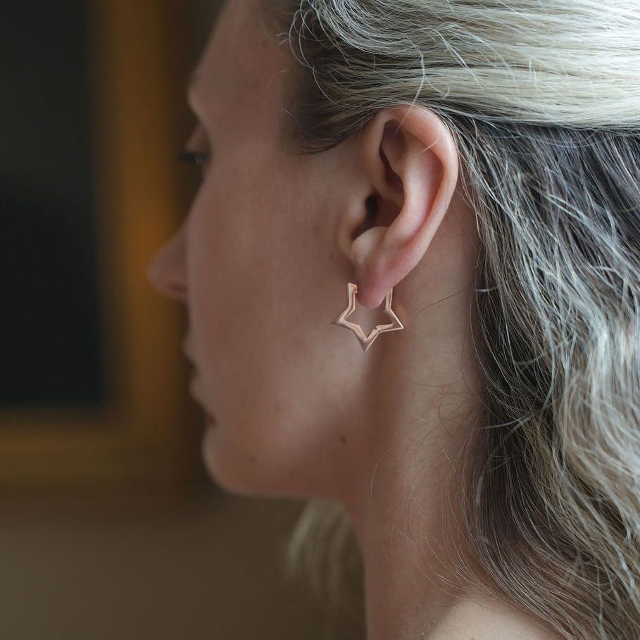 rose gold star hoop charity earrings