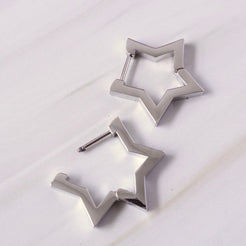 silver star hoop earrings 