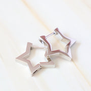 silver star hoop earrings 