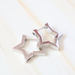 silver star hoop earrings 